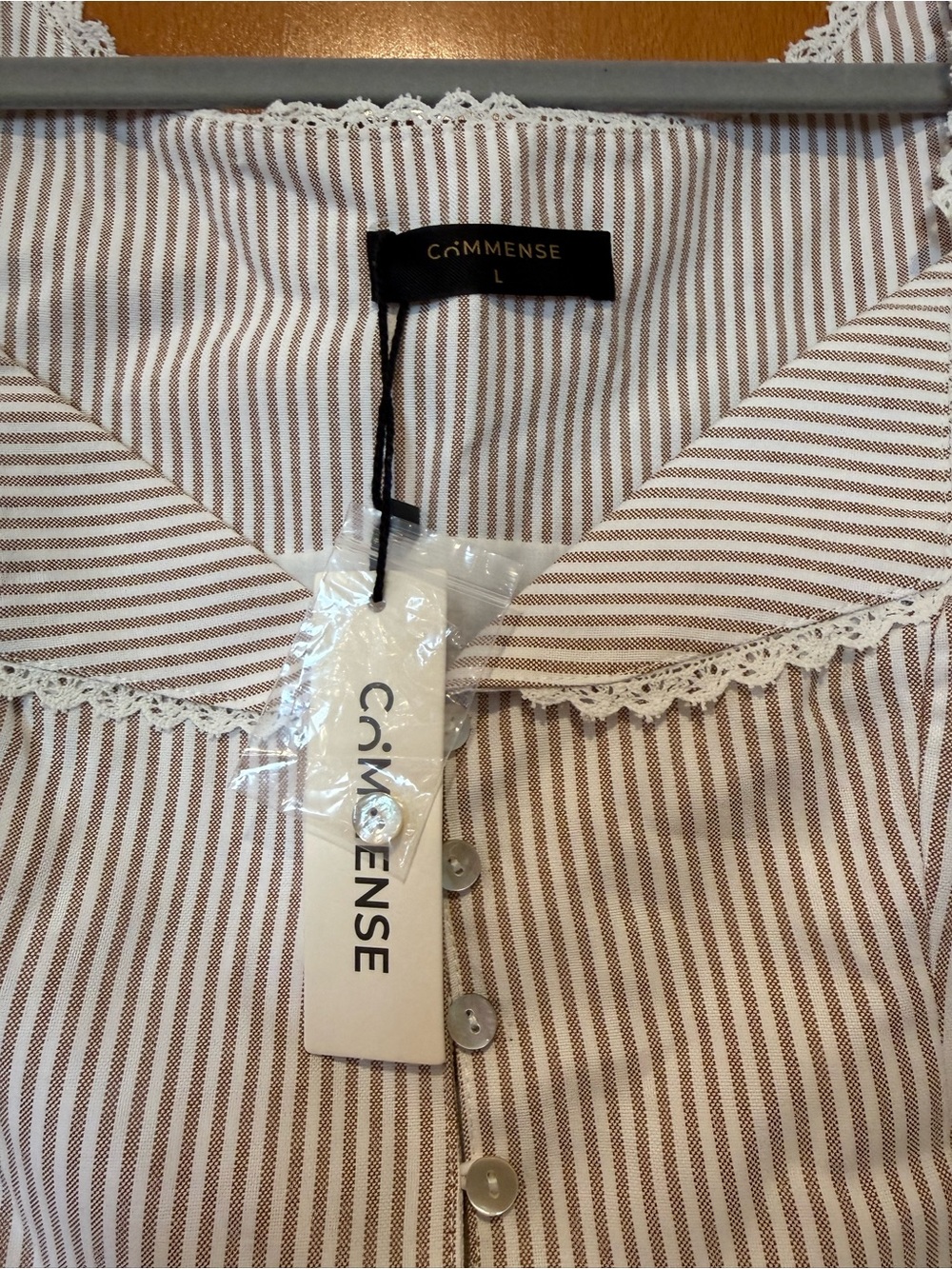Striped Lace Trim Button-Front Tank Top - Picture 4 of 9